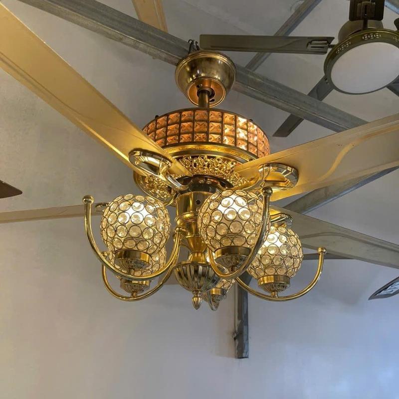 Quạt Trần 568 Chao Pha Lê Có Điều Khiển 6 Chế Độ Gió, 5 Cánh Thép Sử Dụng Làm Mát Và Trang Trí Cực Đẹp Cho Mọi Không Gian Nhà Bạn[ BẢO HÀNH 6 NĂM}