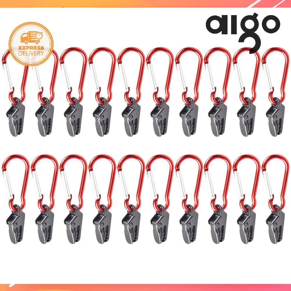 Pengapit Membetulkan Awning Khemah Luaran, aigoni, dengan Cangkuk Carabiner, Tali Angin Klip Snap Gancu