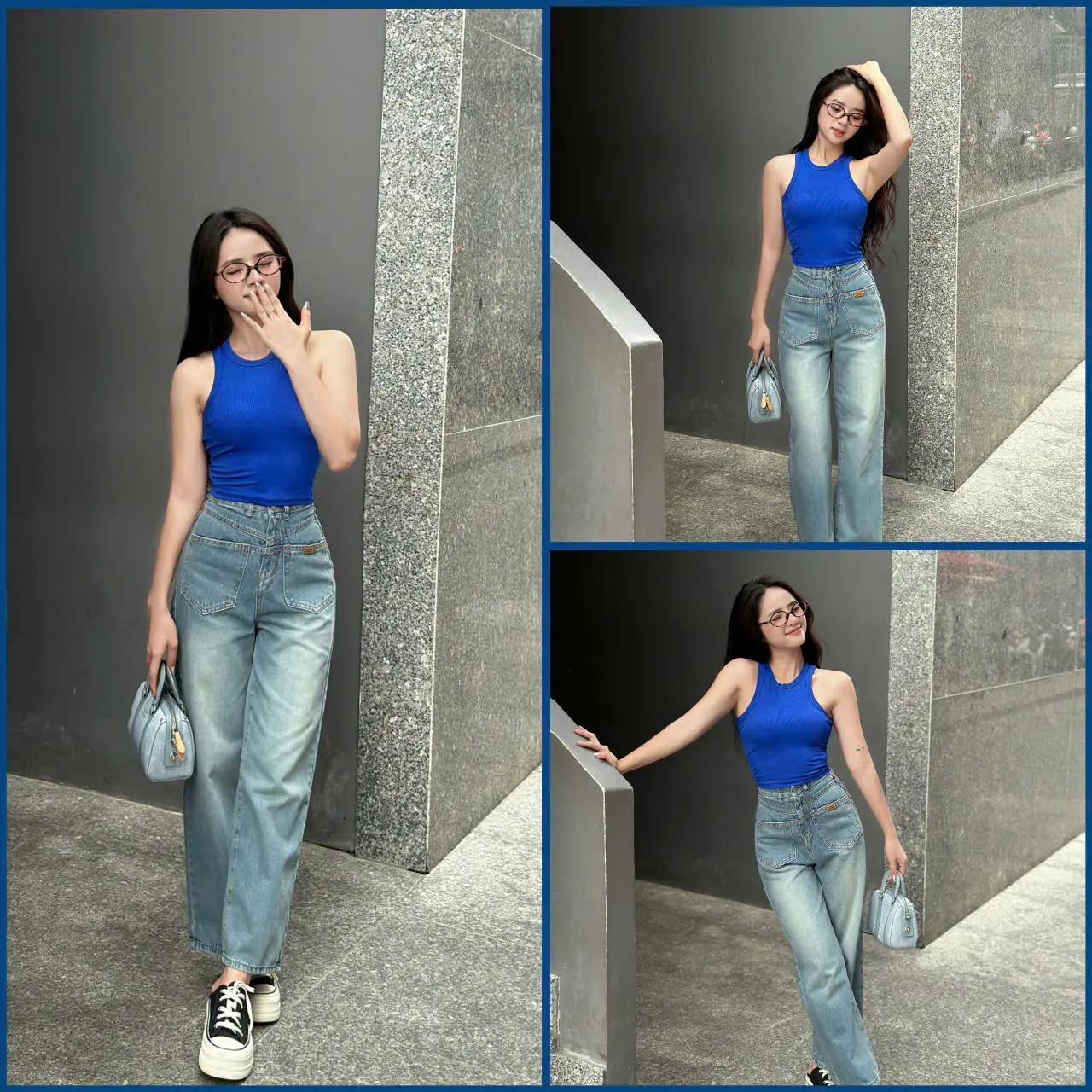(Suông Nấm Lùn 38-69 kg), Quần Jeans Nữ, Quần Bò Nữ Cạp Cao Có Phối 2 Túi Trước Thời Trang MS 203