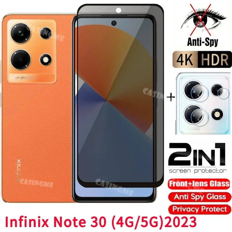 Pelindung skrin kaca terbaja Infinix Note 30 2023, filem privasi peribadi, anti-perisik, penutup penuh, untuk nfinix Note 30, Note30 Pro, Note30VIP, VIP, 4G, 5G