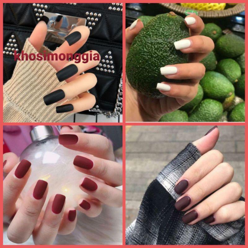  Bộ 24 móng tay giả nhám vuông dài nhiều màu sắc - Nail Thanh Tam 