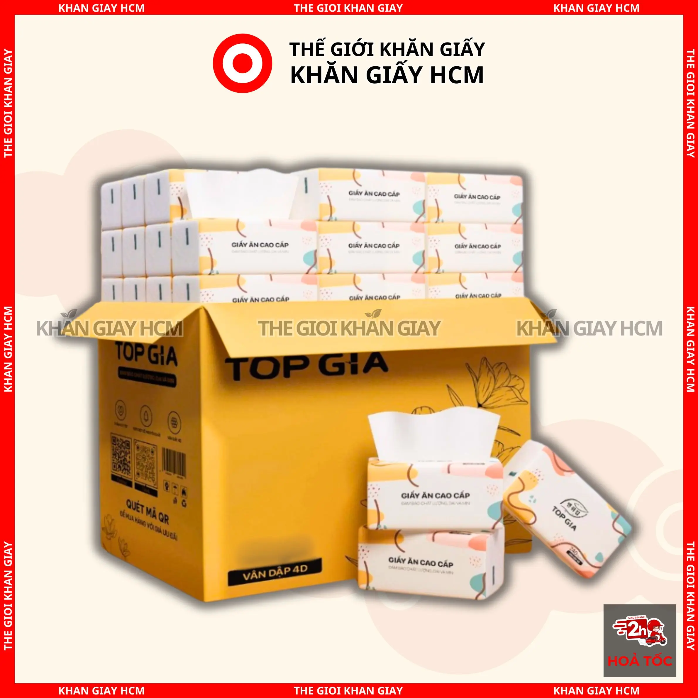 Thùng 20 Gói - Giấy Ăn Top Gia Đa Sắc, Khăn Giấy Rút 7 Màu 240 Tờ / 4 Lớp, Giấy Vệ Sinh Cao Cấp hằng du mục giay  rut giay  andasac tam mao tv giấy  ăn topgia