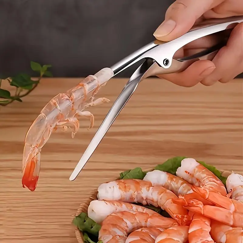 Stainless Steel Shrimp Tool, 1 Count Portable Effortless Shrimp Peeler,  Seafood Preparation Tool for Home Kitchen Dining Room