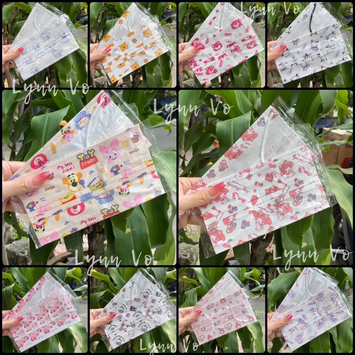 SALE - [SET 10 cái]Khẩu trang HOẠT HÌNH CUTE - CHẤT LỤA MỊN Unisex Beige Che Mặt khẩu