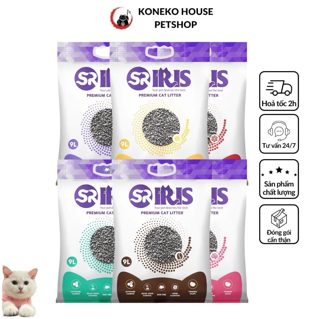 Cát đất sét cho mèo Iris túi 3,5kg, ít bụi vón tốt