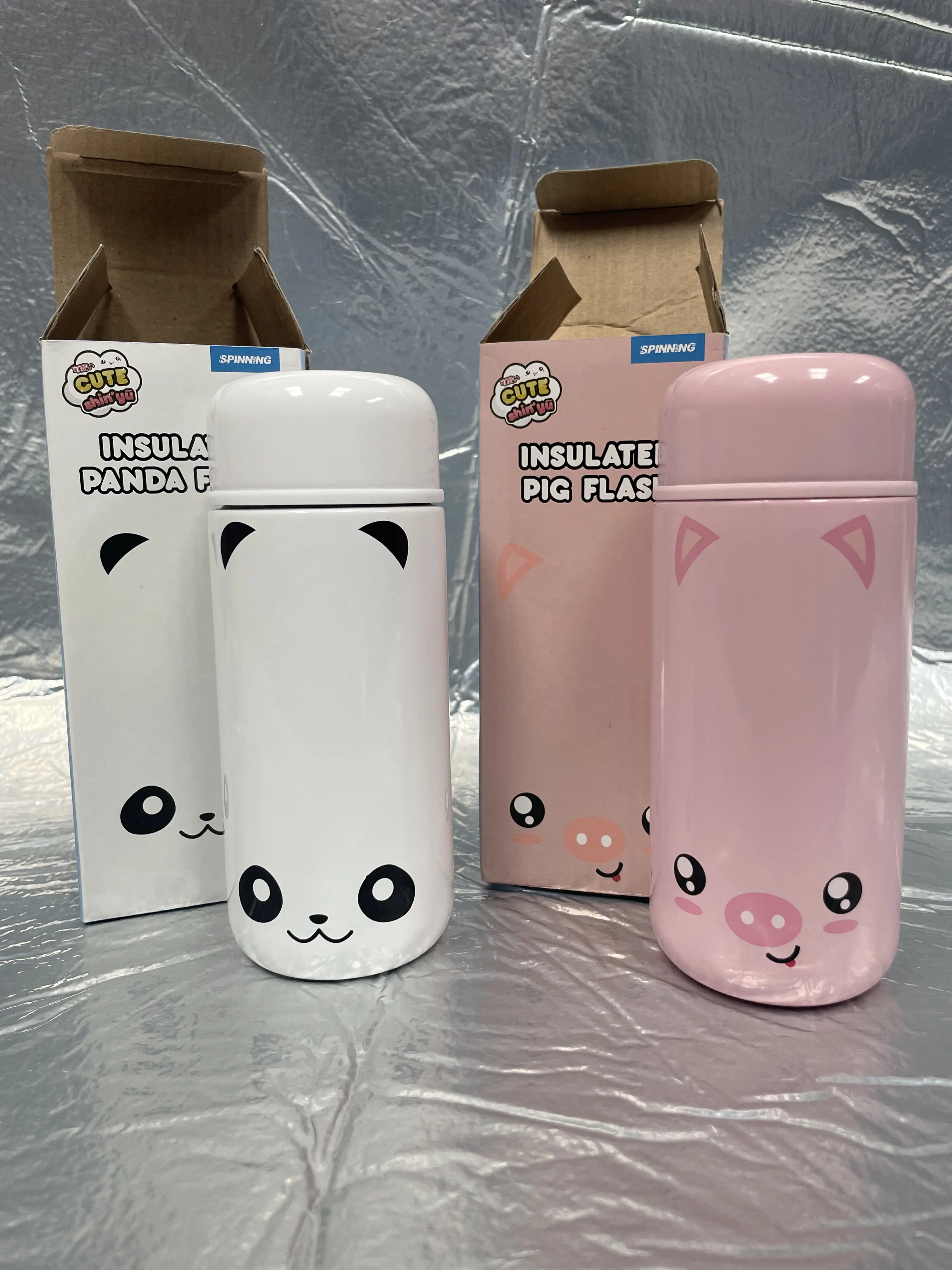 Cute Insulated Pig or Panda Kids Metal Flask or Water Bottle Perfect for Nursery or School