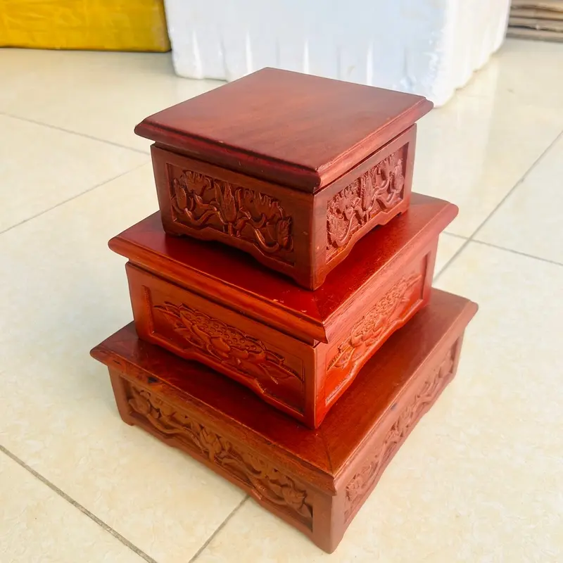 Chân đế gỗ hương kê tương, nhất sơn khắc sen gỗ hương cao cấp đủ kích thước 1
