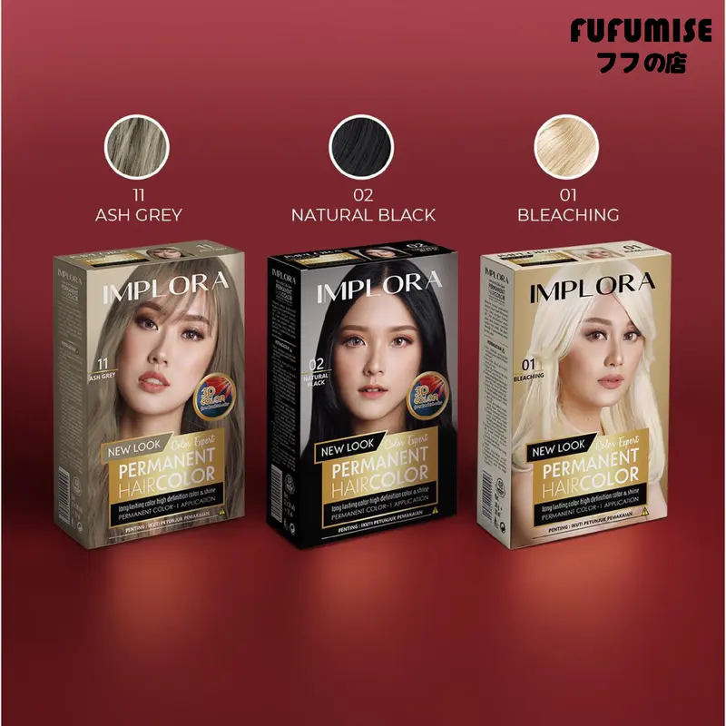 FUFUMISE | IMPLORA New Permanent Hair Color | Semir Rambut | Pewarna Rambut | BPOM Blonde Brown 6