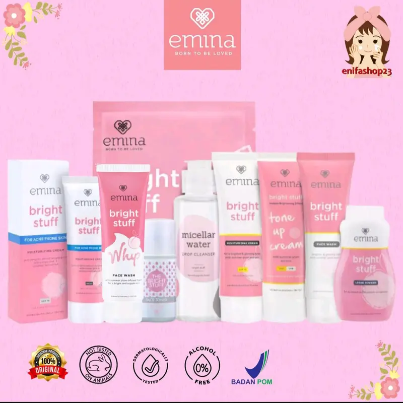 Bright Stuff Emiiiinaaa4 Paket Micellar Water / Face Wash / Face Toner / Face Serum / Moisturizing Cream 0