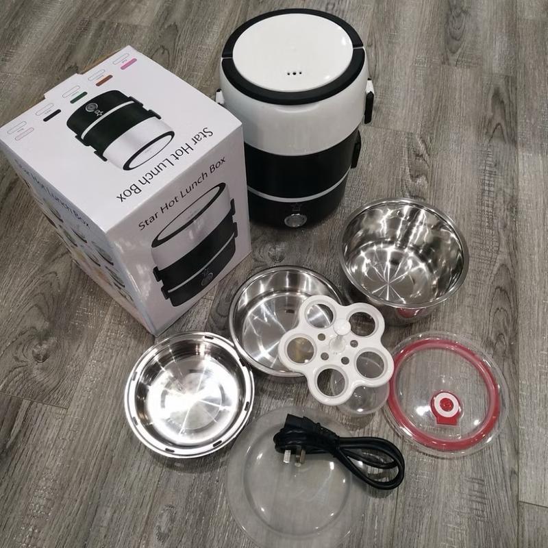 ￼Hộp đựng cơm hâm nóng cắm điện 3 tầng, cặp lồng cơm văn phòng giữ nhiệt, hâm nóng nhanh thức ăn lõi inox cao cấp 1