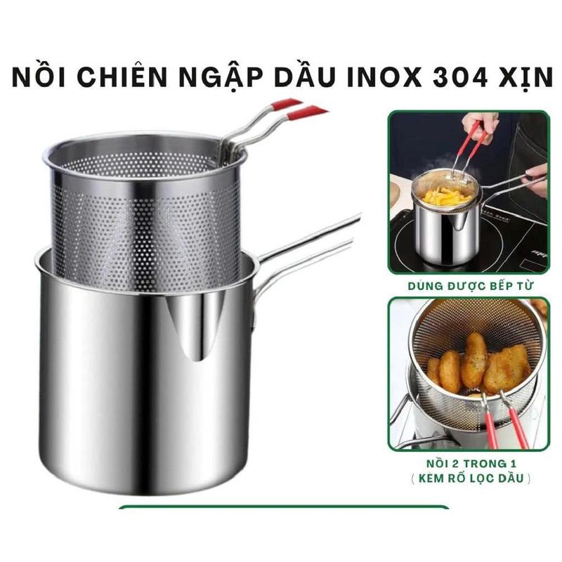 Nồi chiên ngập dầu dung tích 1200ml chiên khoai tây, trụng bún, phở, luộc…