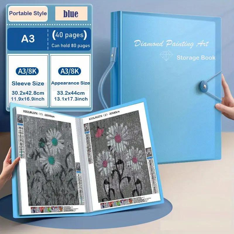 A3 Diamond Art Painting Storage Book, 1 Count Waterproof & Dustproof File Folder with Handle, Desk Organizer for Home & Office 2