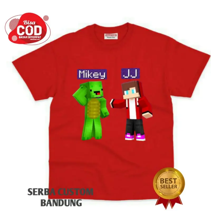 Kaos Atasan Anak JJ & Mikey Maizen Minecraft Bahan Premium Fashion 2