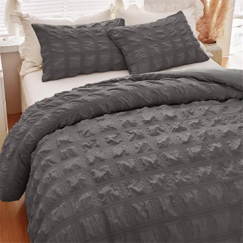 Solid Color Bedding Set, 1 Count Bedspread & 2 Counts Pillowcase without Filler, Soft Comfortable Bedding Set for Home Bedroom, for Puffed Quilt 3