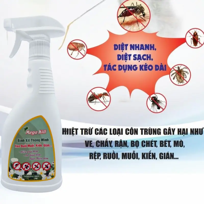 Bình Xịt Diệt Muỗi, Kiến, Gián, Mối Sinh Học Mega Kill 500ml – An Toàn Cho Bé, Không Mùi Hóa Chất 1
