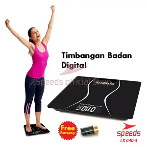 SPEEDS Timbangan Scale Badan Digital Scale 26x26cm 180kg Scale Kaca LX 040-3