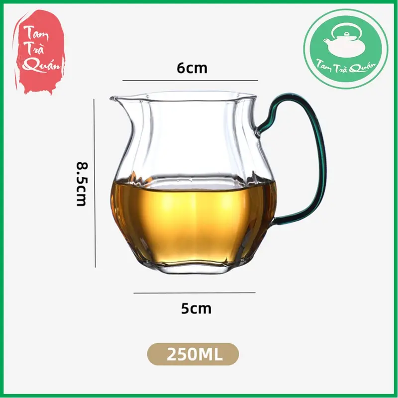 Tống chuyên trà thủy tinh miệng nhọn cán xanh lục 260ml 5