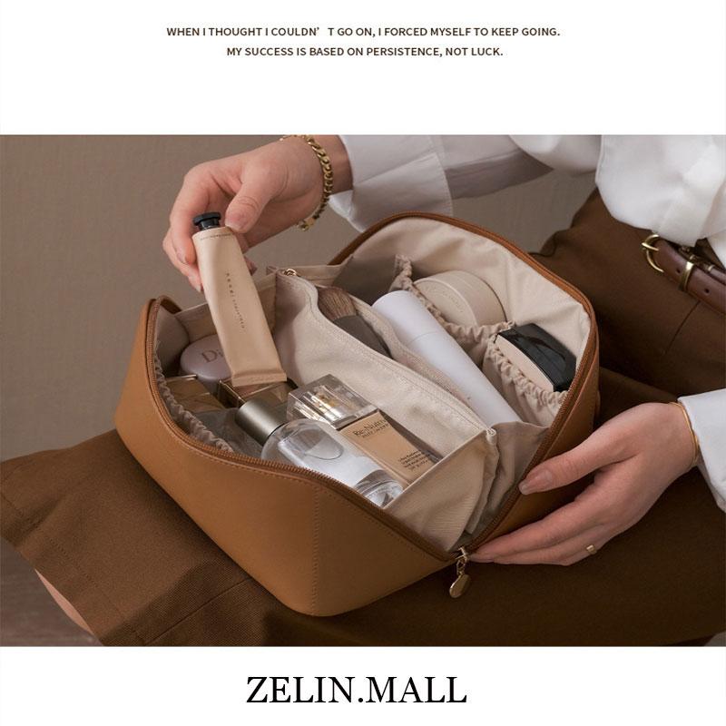 Tas Kosmetik Perjalanan Besar untuk Wanita Pu Kulit Organizer Kosmetik Kantung Penyimpanan Tas Rias Berkapasitas Tinggi Untuk Kotak Rias Wanita 7