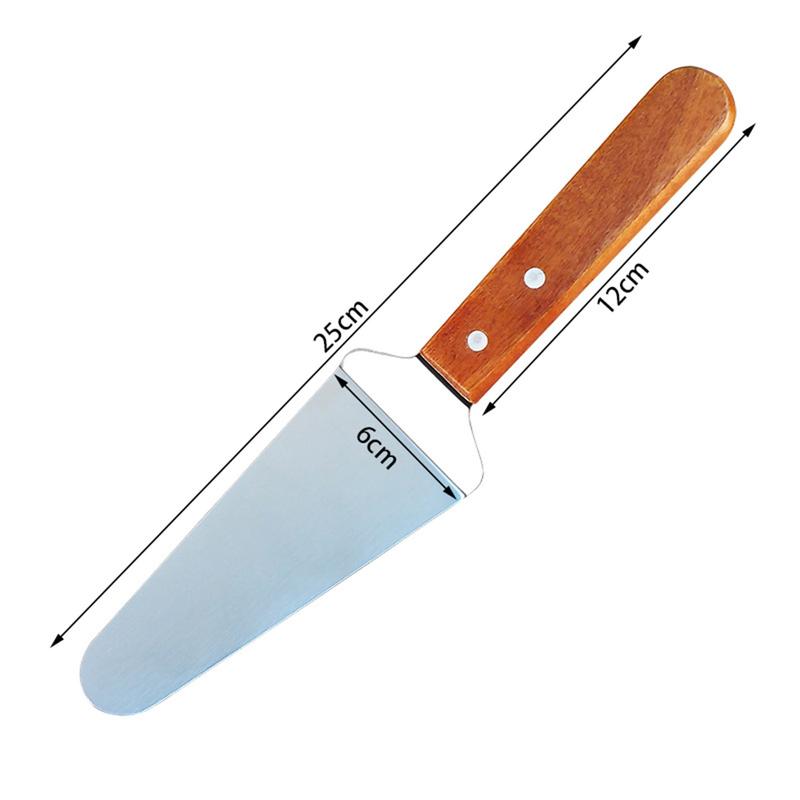 Product Introduction of [seiyunin]Cake Spatula Wooden Handle Stainless Steel Triangle Spatula Durable Comfortable Grip Cheese Pizzas Shovel for Home 0