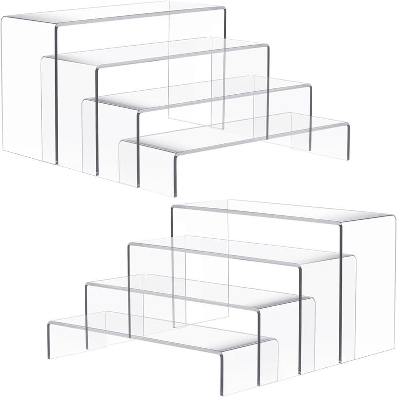 2 Set Large Acrylic Risers, 8 Pcs Rectangular Clear Acrylic Display ...