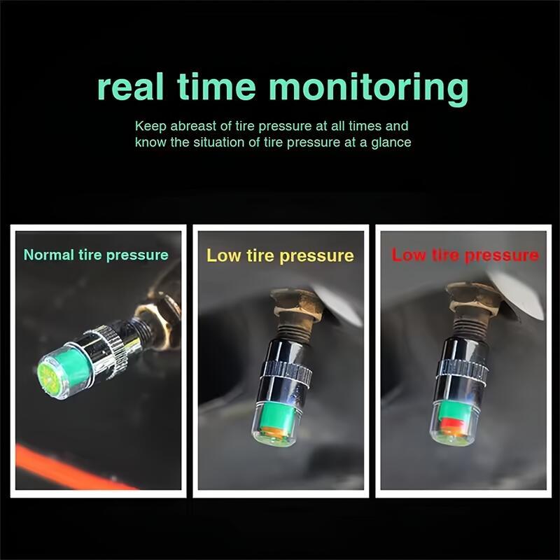 Product Introduction of Copper Tire Pressure Indicator Cap Sensor - Monitoring External Vae Detection for Cars, Trucks & Bikes, Colorful Green, Yellow, Orange, Red, Roadside Assistance Easy Read Display  Visual Alert System 1