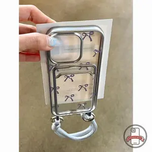 Case HP Kompatibel untuk iPhone 11 15 13 12 14 Pro Max 14 6s 7 8 6 15 Plus XR X XS MAX SE 2020 Romantis Lucu Ikatan Simpul Mutiara Tempat Kartu Lanyard Tahan Guncangan Soft Cover