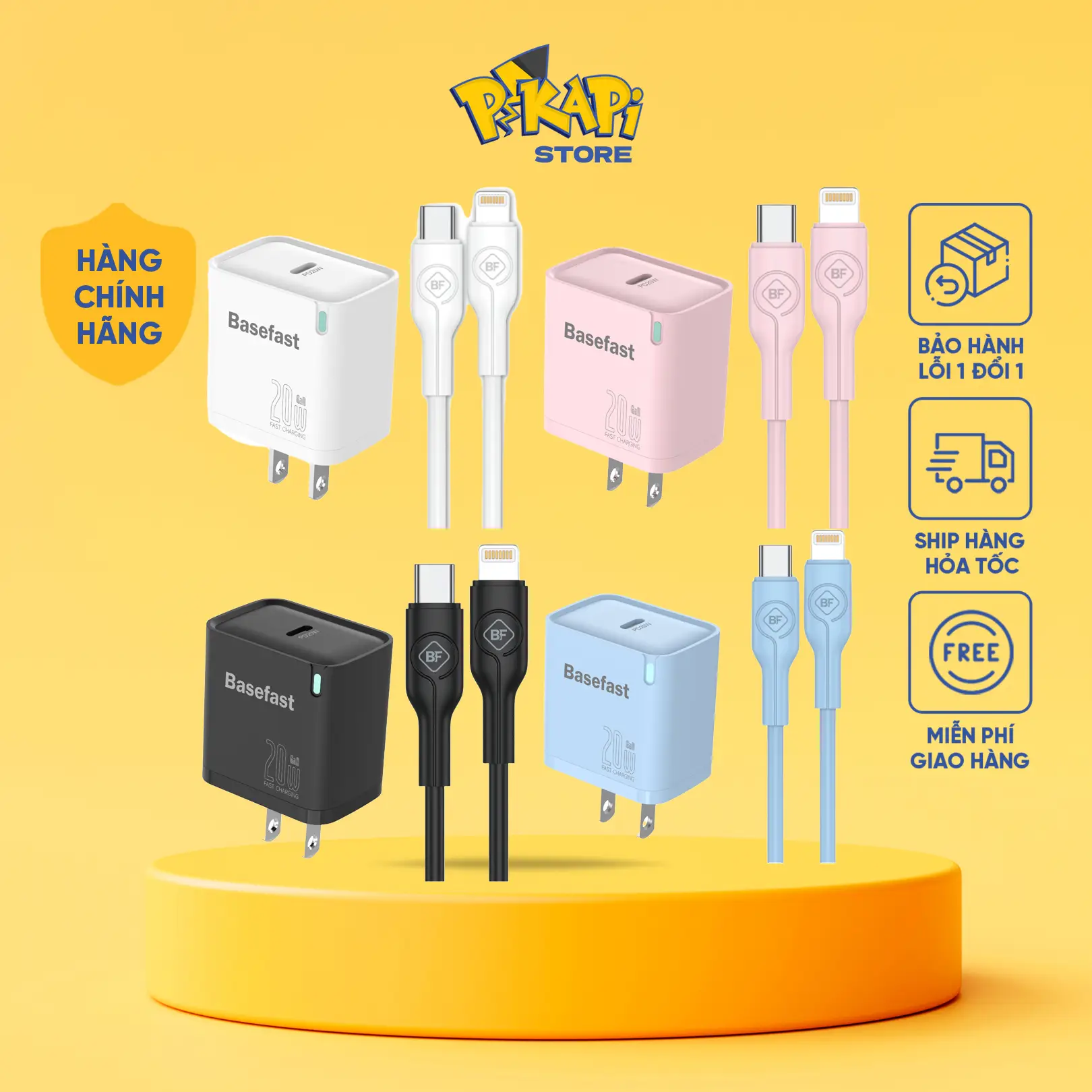 Sạc nhanh iPhone 20W - 30W, C to L, C to C bảo hành 2 năm, lỗi 1 đổi 1 - Phụ Kiện, Sạc Điện Thoại, Chính hãng Basefast