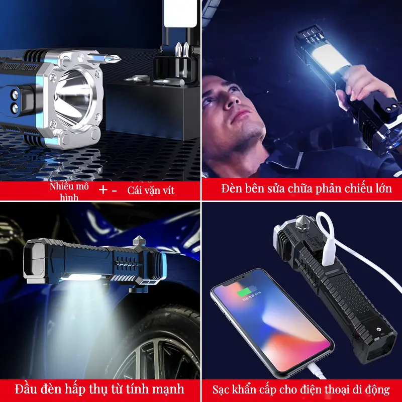 Đèn LED pin đa chức năng Đèn cắm trại ngoài trời Đèn sạc không thấm nước Xe khẩn cấp Đèn pin<Vận chuyển địa phương> 2