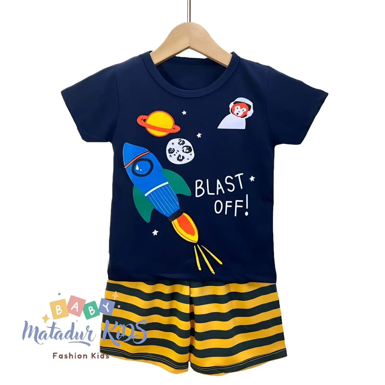 Matadurkids - Setelan Anak Cowok 0-7 Tahun Gambar Roket Katun perempuan parsel