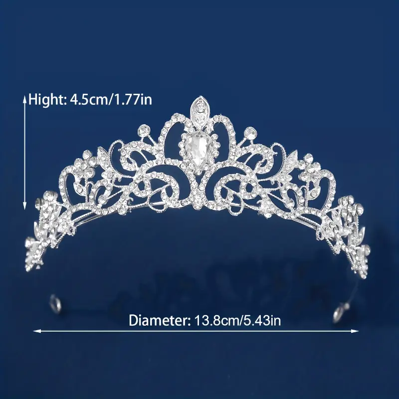 1pc Zircon Crystal Rhinestone Crown - Sparkling, Elegant Design - For Men & Women - Perfect for Weddings & Special Occasions - Ideal Gift for Brides, Grooms & Promgoers 5