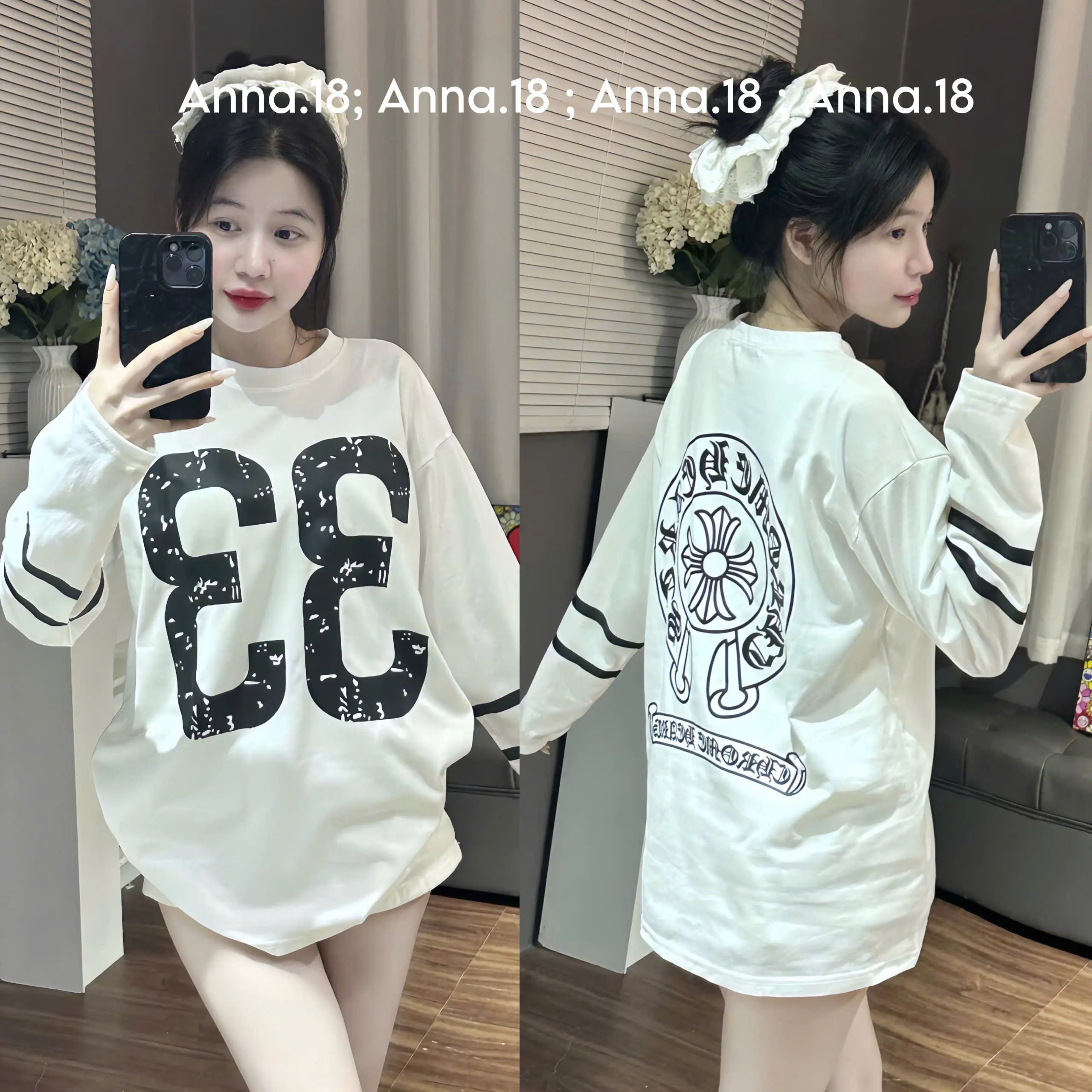 Áo Phông  3158 FREESIZE form rộng in 2 măt ( dài tay -33) top nam nữ chất vải cotton khô Cổ Tròn