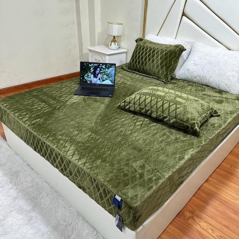Bộ ga trải giường COCO 3 Món, 1 ga và 2 vỏ gối đệm 15cm, giặt máy, mùa thu đông
