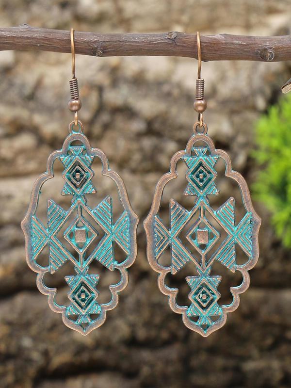 Boho Turquoise Texture Shell Tassel Hollow Arrow Feather Decor Dangle Earrings (3 Pairs), Vintage Trendy Dangle Earrings, Fashionable Jewelry for Women for Daily & Party Decoration Gifts 2