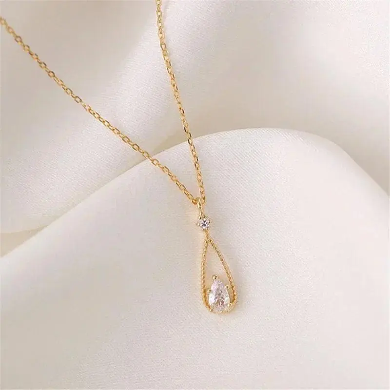 Vòng Cổ Mặt Dây Chuyền Hình Giọt Nước, Thời Trang Hàn Quốc, Dành Cho Nữ, Phong Cách Cổ Điển Và Thanh Lịch, Vòng Cổ Dây Chuyền Xương Đòn Thích Hợp Cho Đám Cưới, Với Zircon, Đồ Trang Sức Thời Trang Voi Chain Jewelry Women 4
