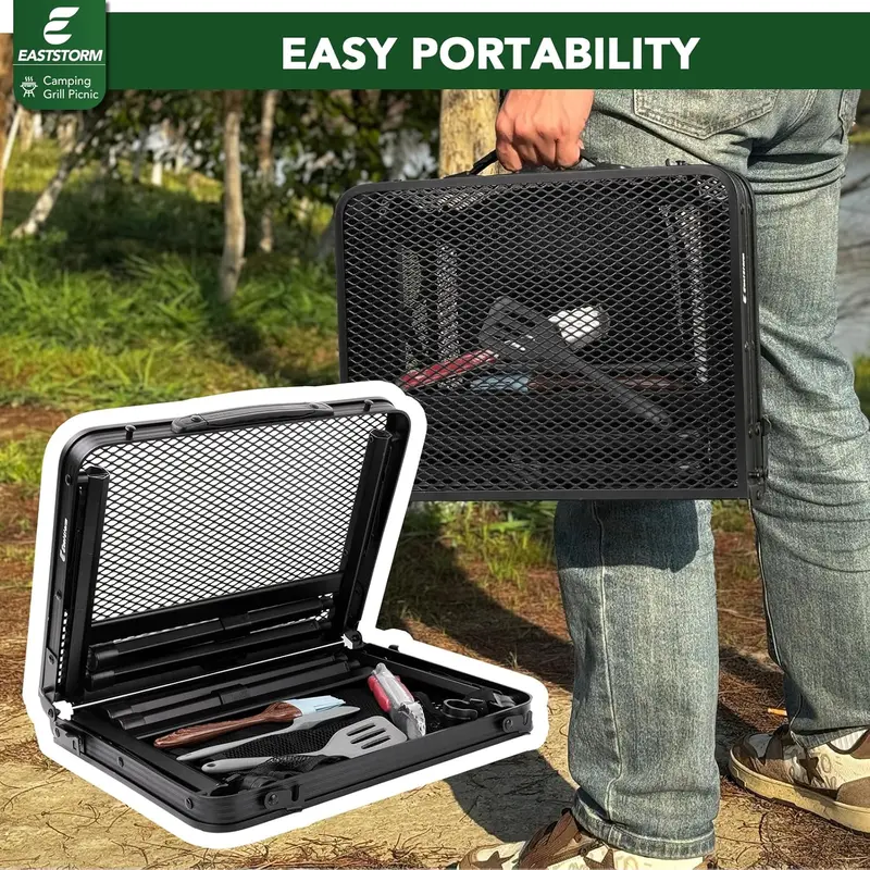 Camping BBQ Table Outdoor Folding Picnic Table 23.6"x 15.7"- Portable, Compact & Foldable for Easy Storage - Great for Picnic, Garden, Patio, Dining, Party, Market 6