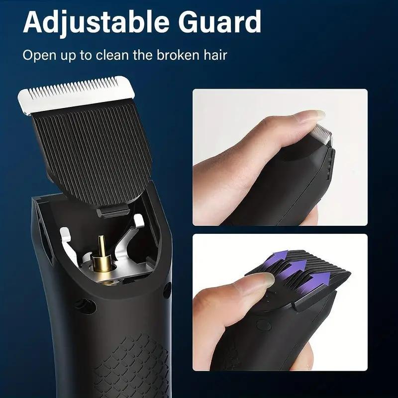 Men's USB Charging Electric Hair Trimmer, 1 Set Waterproof Beard Shaver, Body Hair Trimmer for Men's Daily Use 8