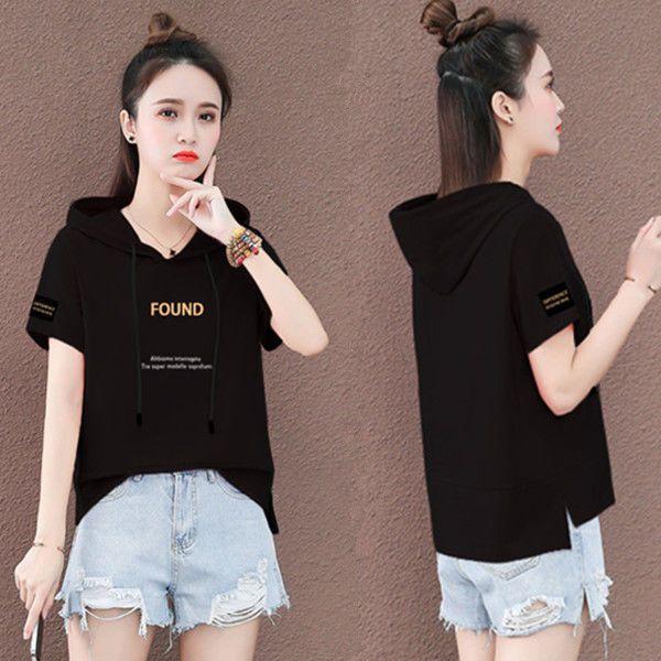 Áo Hoodie Có Mũ Trùm Đầu, ngắn Tay, Dành Cho Nữ, Phong Cách Hàn Quốc, Dáng Rộng Rãi Và Mỏng, Áo Phông, Bao Gồm 100% Bông, Hàng Mới Về Mùa Hè 2024 7