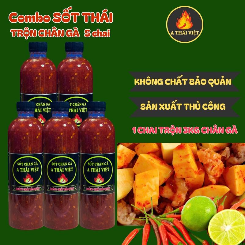 Combo 5 chai Nước Sốt Chân Gà 500ml A Thái Việt  Gia Vị Cay Chua