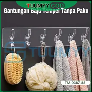 [COD] GANTUNGAN TEMPEL DINDING BAJU TANPA PAKU 6 HOOK TEMPEL CANTOLAN HOOK KAIT SERBAGUNA TM-0387-88