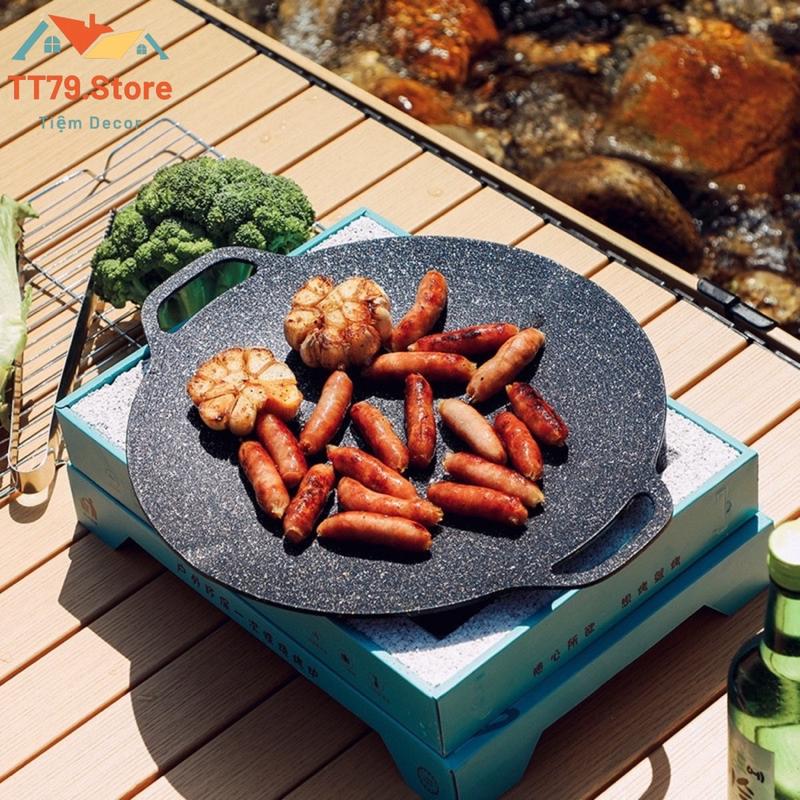 loại 1 Chảo nướng đá không dầu Hàn Quốc size 34cm Eco,chảo nướng thịt BBQ chống dính dùng