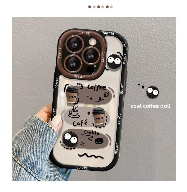 Product Introduction of IPhone Suitable for Apple 14promax Phone Case Iphone13 Graffiti Coffee Briquette Doll 11/15 Silicone Funny /16 6