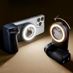 磁気セルフィーハンドル、USB充電式スマホセルフィーハンドル、iPhoneとAndroid対応のアジャスタブルカメラスタビライザー