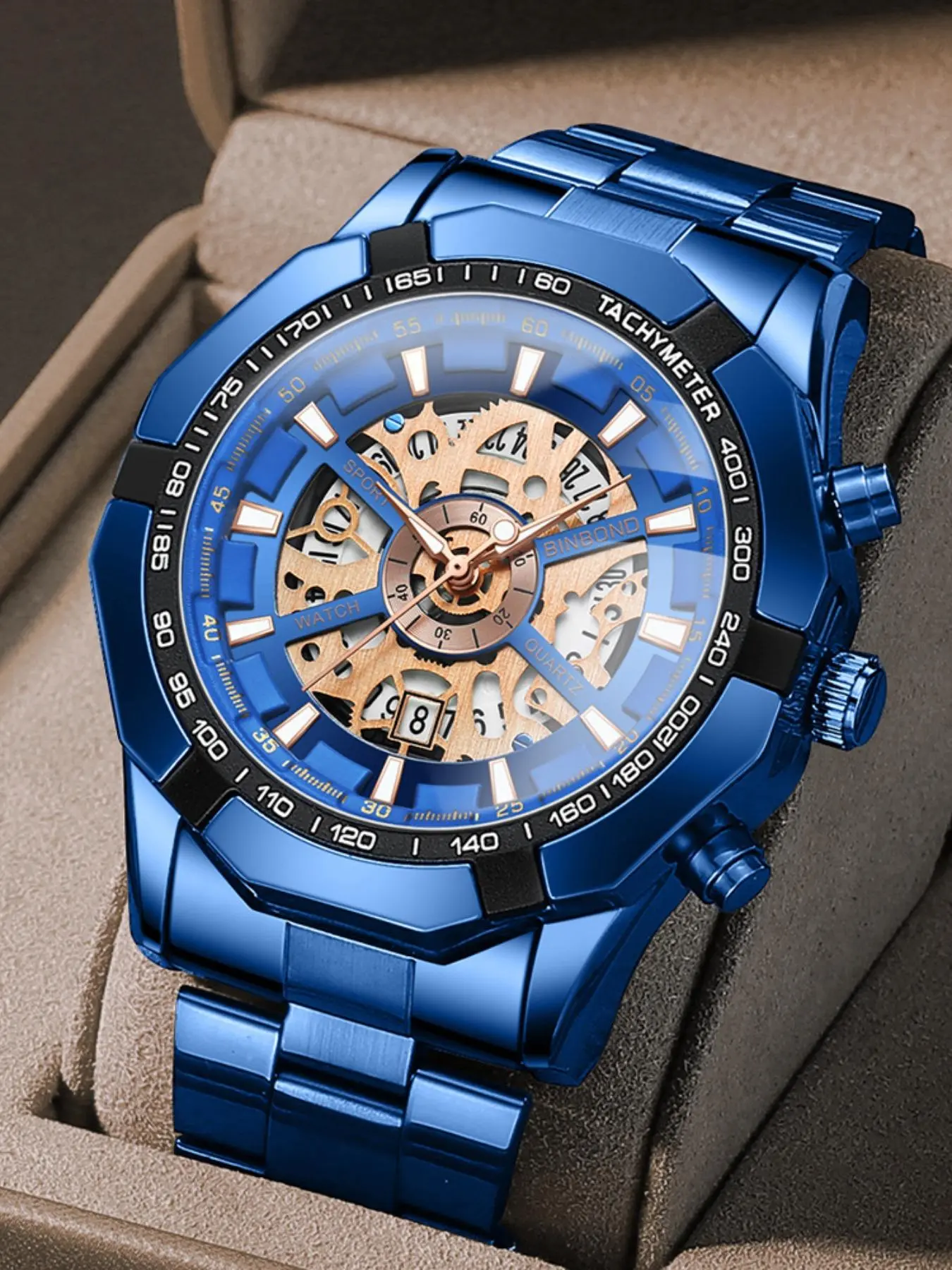 Men's Business Fashion Hollow Out Design Analog Quartz Watch, Fashion Watch for Party, Daily Clothing Decor, Trendy All-match & Exquisite Watch for Birthday Gift