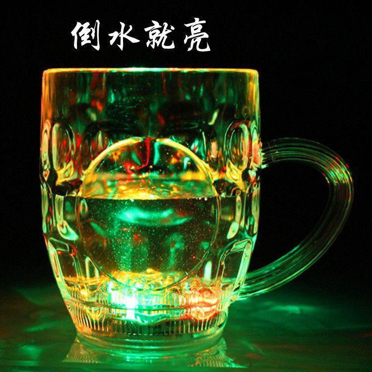 Product Introduction of Bar Beer Mug Colorful Flash Water Cup Light up Beer Cup with Water LED Light up When Exposed to Water Luminous Cup Plastic Cup That Will Change Color Drinkware Tumblers Bottles Glass 1