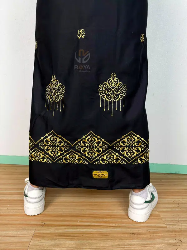 sarung bordir wadimor motif Arabic bordir dewasa Katun Lembut pintu aceh Muslim Pria Hitam Navy songket timbul putih santri 2