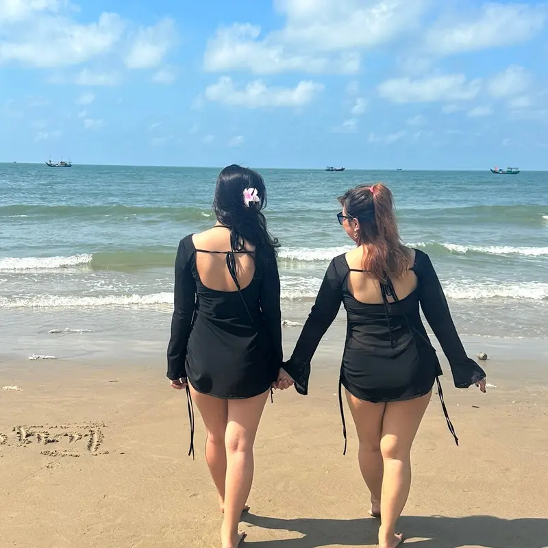 (XUONG BIGSIZE KIM) SÉT  ĐẦM THUN LƯỚI  KÈM  BIKINI RỜI  BÊN  TRONG ĐI BIỂN THÍCH  HỢP MẶT  CHO MÙA HÈ BIGSIZE  50-9 KG  Women 2