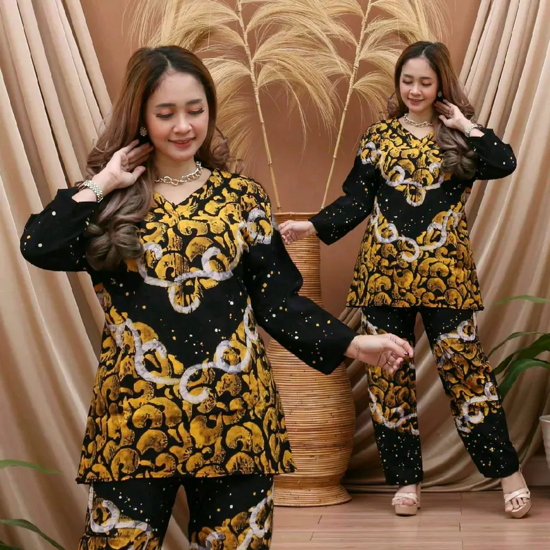 one set rayon baju batik wanita dewasa resleting busui Setrip Nyaman 3