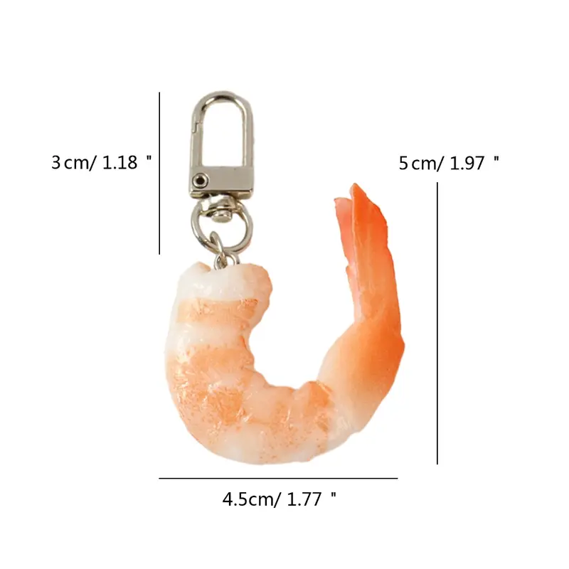 Mặt Dây Chuyền Móc Chìa Khóa Thịt Tôm, Phong Cách Hợp Xu hướng Chất Liệu PVC, Móc Khóa Hình Tôm Giả Cầm Tay 2