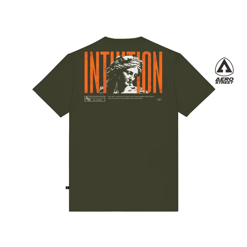 Aerostreet T Shirt Intuition Hijau Army Kaos T-Shirt Tshirt AADAA 2