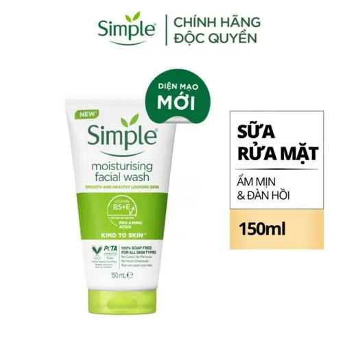 Sữa Rửa Mặt Cấp Ẩm Cho Da Khô Da Nhạy Cảm Simple Moisturing Facial Wash 150Ml